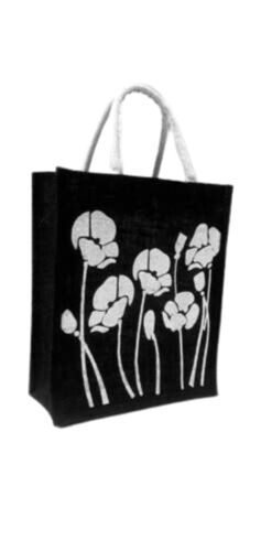 Jute Black Shopping Bag