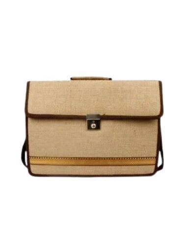 Plain Pattern Jute Laptop Bags