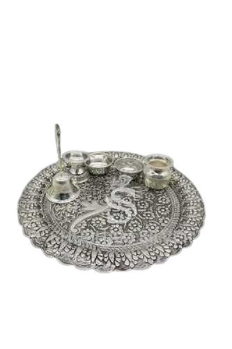 Decorative Silver Pooja Thali For Religious