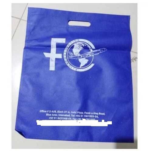 Blue Printed D Cut Non Woven Bags