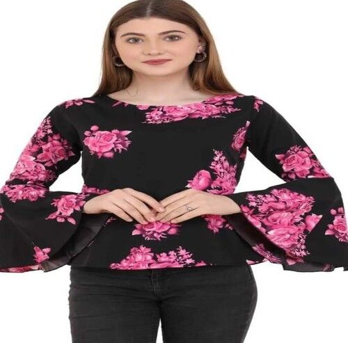 Multi Color Printed Pattern Round Neck Full Sleees Printed Tops