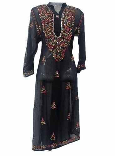 3/4th Sleeves Embroidered Rayon Ladies Kurtis