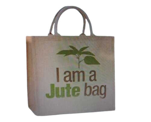 Eco-Friendly Light Weighted Single Compartment Printed Jute Shopping Bags With Rope Handle