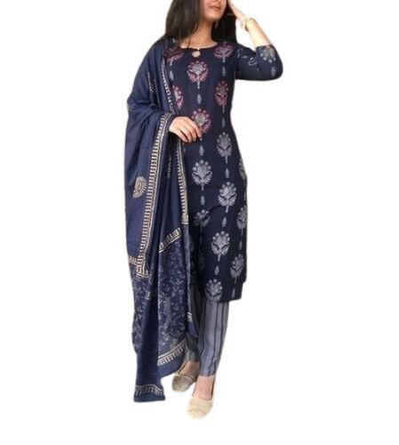 Dark Blue Ladies Premium Kurti With Dupatta