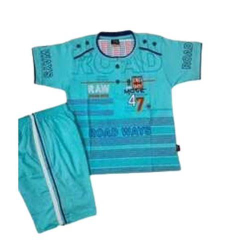 Printed Baba Suit - Cotton, Size S/M, Blue | Quick Dry, Anti Wrinkle, Breathable, Short Sleeves, Regular Fit, Casual Wear