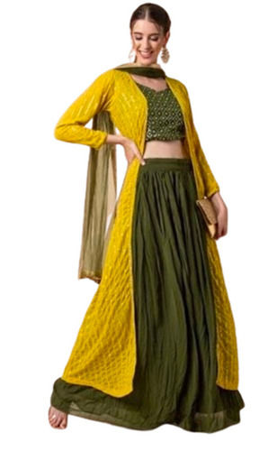 Casual Wear Regular Fit Full Sleeves Readymade 3 Piece Ladies Indo Western Dresses