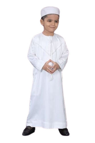 Daily Wear Regular Fit Full Sleeves Breathable Readymade Plain Muslim Kids Thobe Cloth