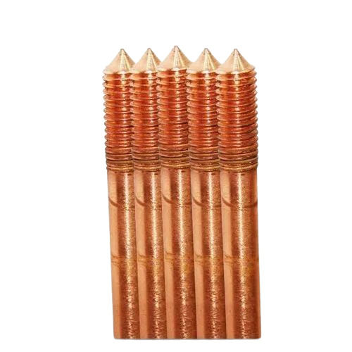 Round Externally Threaded Solid Copper Earth Rod