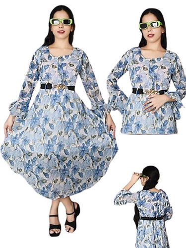 Casual Wear Regular Fit 3/4th Sleeve Round Neck Readymade Printed Ladies Modern Kurtis