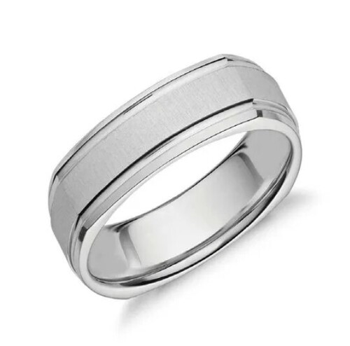 Natural Silver Color Real Diamond Mens Ring