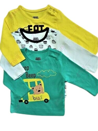 Boys Kids T Shirt - Long Sleeve, O-Neck Embroidered Design | Comfortable, Wrinkle Free, No Color Fade, Ideal for Gifting