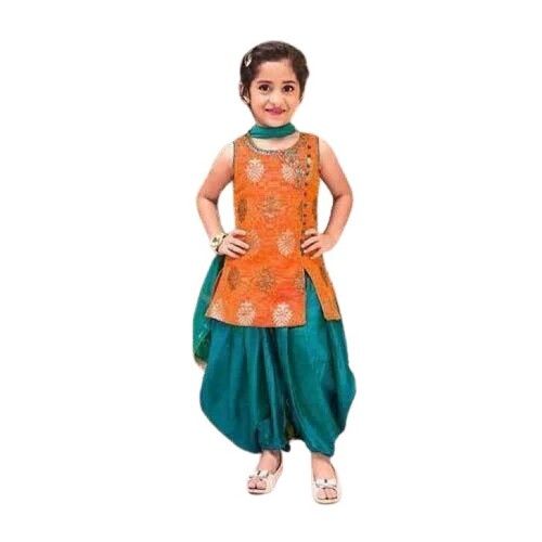 Kids Girls Multi Color Fancy Designer Dress