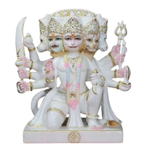 Easy To Clean Marble Panchmukhi Hanuman Statue