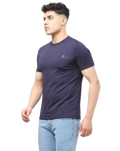 Men's Cotton T-Shirt - Regular Fit, Short Sleeves, Blue O-Neck | Fade, Wrinkle, Shrink Resistance for Casual Summer Wear