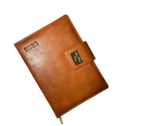 Brown Color Plain Pattern Leather Diary For Office