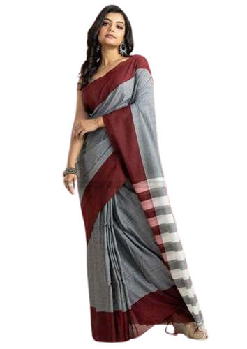 Multi Color Plain Pattern Pure Khadi Cotton Saree       