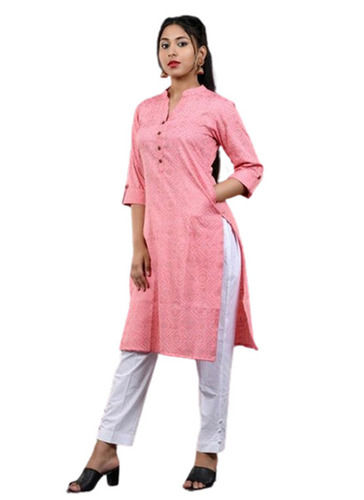 Casual Wear Regular Fit 3/4th Sleeve Breathable Readymade Ladies Modern Kurtis