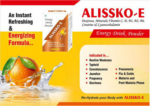 Orange Flavored Alissko E Energy Drink Powder Sachet