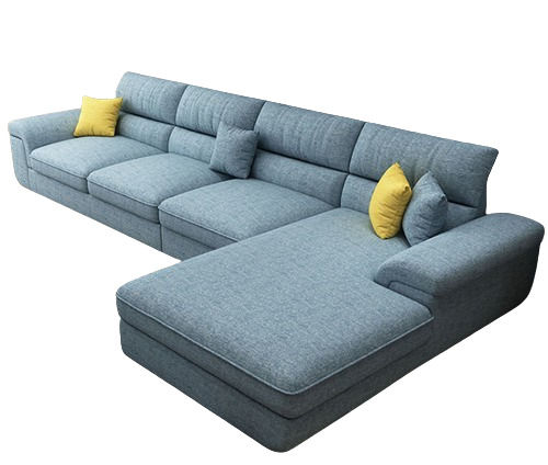 L Shaped Sofa - Fine Finish, Very Good Quality, Durable & Long Lasting | Eco-Friendly, Modern Indian Style, Blue Color, Living Room Furniture