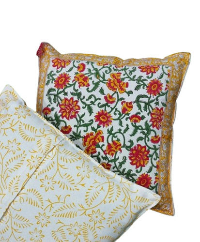 Multi Color Square Shape Cotton Block Print Cushion Cover