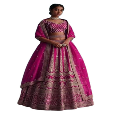 Silk Banarsi Pink Party Wear Lehenga