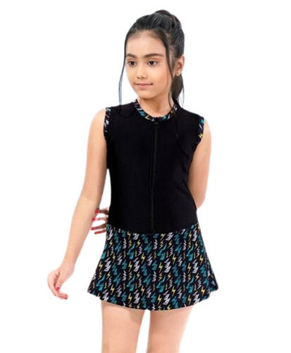 Round Neck Sleeveless Skin-Friendly Regular Fit Breathable Readymade Girls Swimwear