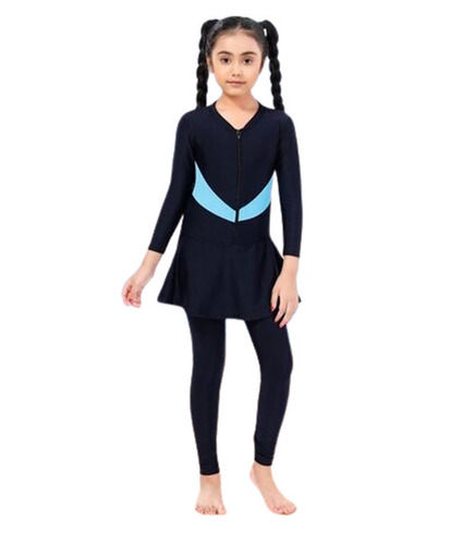 Long Sleeves V-Neck Skin-Friendly Regular Fit Plain Breathable Readymade Girls Swimwear