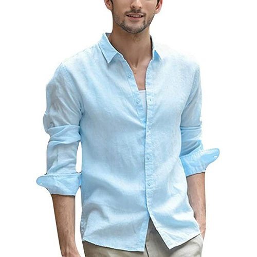 Plain Full Sleeves Linen Shirts for Men