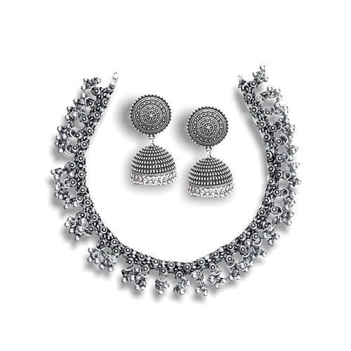 Silver Necklace And Earring