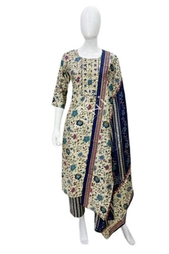 Chanderi Ladies Designer Kurti With Dupatta And Pant