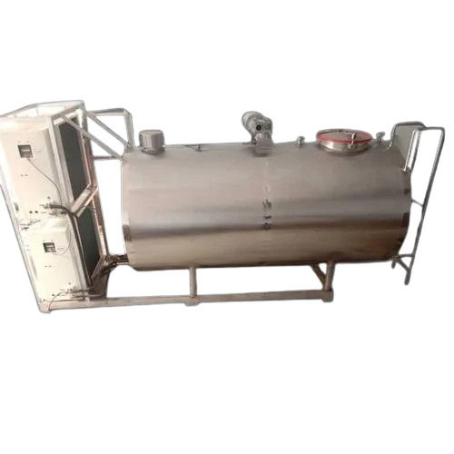 Stainless Steel Bulk Milk Cooler - 3000L Horizontal Horizontal Tank | Automatic Dairy Processing Machine, Silver Finish, Commercial Use, SS304 Material