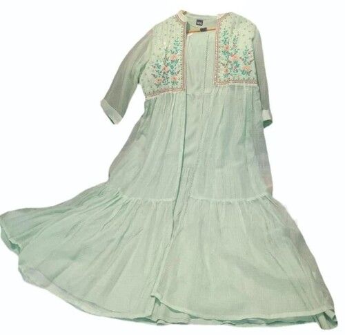 Net Embroidered Sea Green Ladies Gown