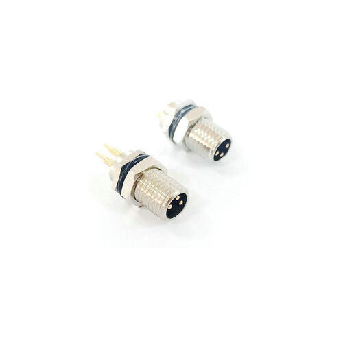 Electrical Front Fastened Solder Type M8 3 Pin Male Circular Connector Receptacle