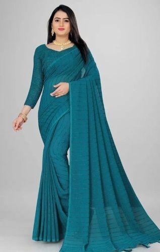 Stylish Plain Pattern Casual Wear Ladies Sarees With Blouse