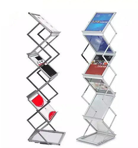 A4 Aluminium Catalogue Stand, Magazine Stand, Portable Brochure Stand, Leaflet Stand, Literature Rack, Folding Catalogue Stand, Zigzag Catalogue Stand