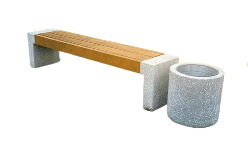 Concrete Bench With Dustbin - Rectangular, Gray | Eco-Friendly, High Utility, Non-Breakable, Moisture Proof, Durable, Easy to Clean, Modern Design