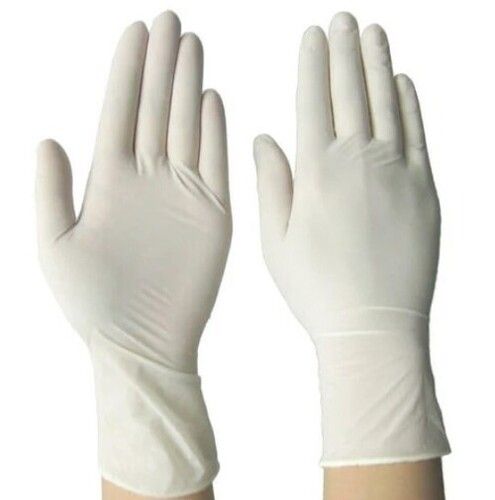 White Color Plain Pattern Rubber Surgical Hand Gloves