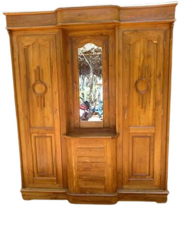 Brown Color Wooden 2 Doors Wooden Almirah With Locker