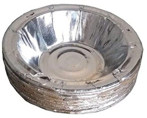 Silver Color Plain Pattern Round Shape Paper Bowl