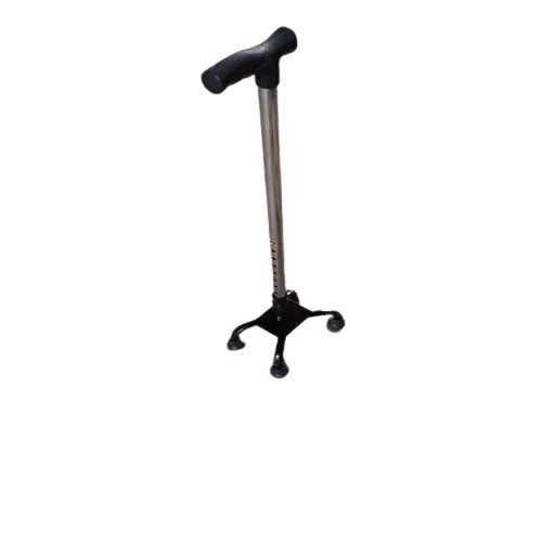 Four-Leg Walking Stick with Quad-pod Base and Adjustable Height