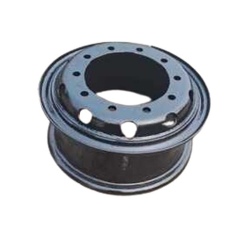 Heavy-Duty Round Metal Wheel Rims - 10 Hole Design, Polished Black Finish, Corrosion and Rust Resistant, Easy to Install for Trucks