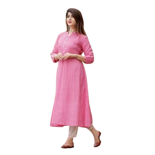 Plain Cotton Kurti - Regular Fit 3/4 Sleeve Breathable Fabric in All Colors | Washable No Fade Perfect for Casual and Formal Wear