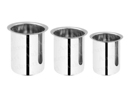 Stainless Steel Tea Glass - Round Cylindrical Design, Mirror Polish Finish | Silver Color, Durable Metal Material, All Size Options