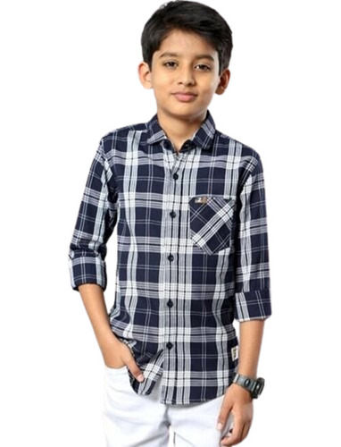 Multi Color Full Sleeves Cotton Check Pattern Kids Shirts