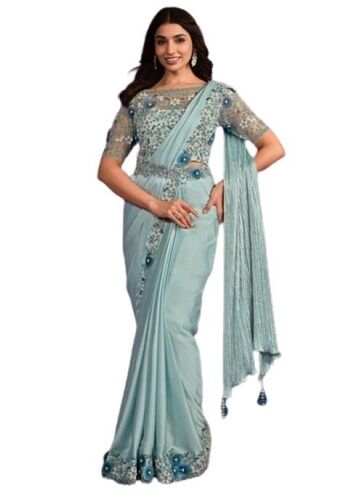 Anti Wrinkle And Comfortable Ladies Party Wear Saree