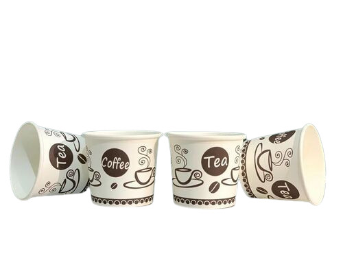 Paper Tea Cup - Light Weight, Small Size, White Color, Printed Design | Disposable For Parties And Events, Very Good Quality