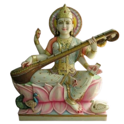 Powder Coated Marble Saraswati Mata Statue