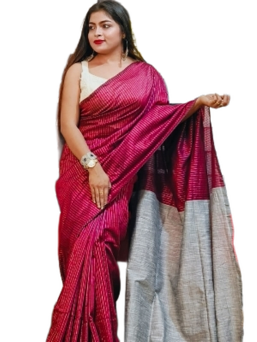 Handloom Cotton Sarees - Color: Red