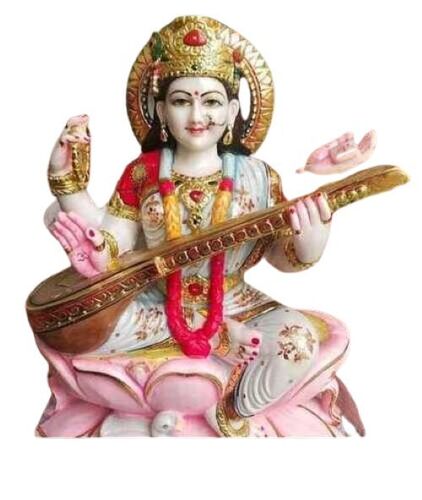 Dust Resistance Marble Saraswati Devi Statue