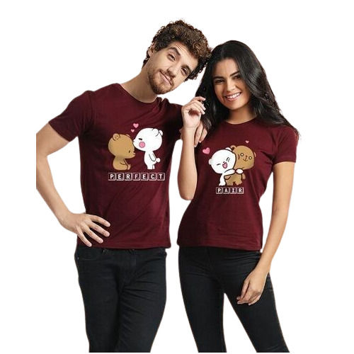 Unisex Printed Half Sleeve Couple T-Shirt Combo Set